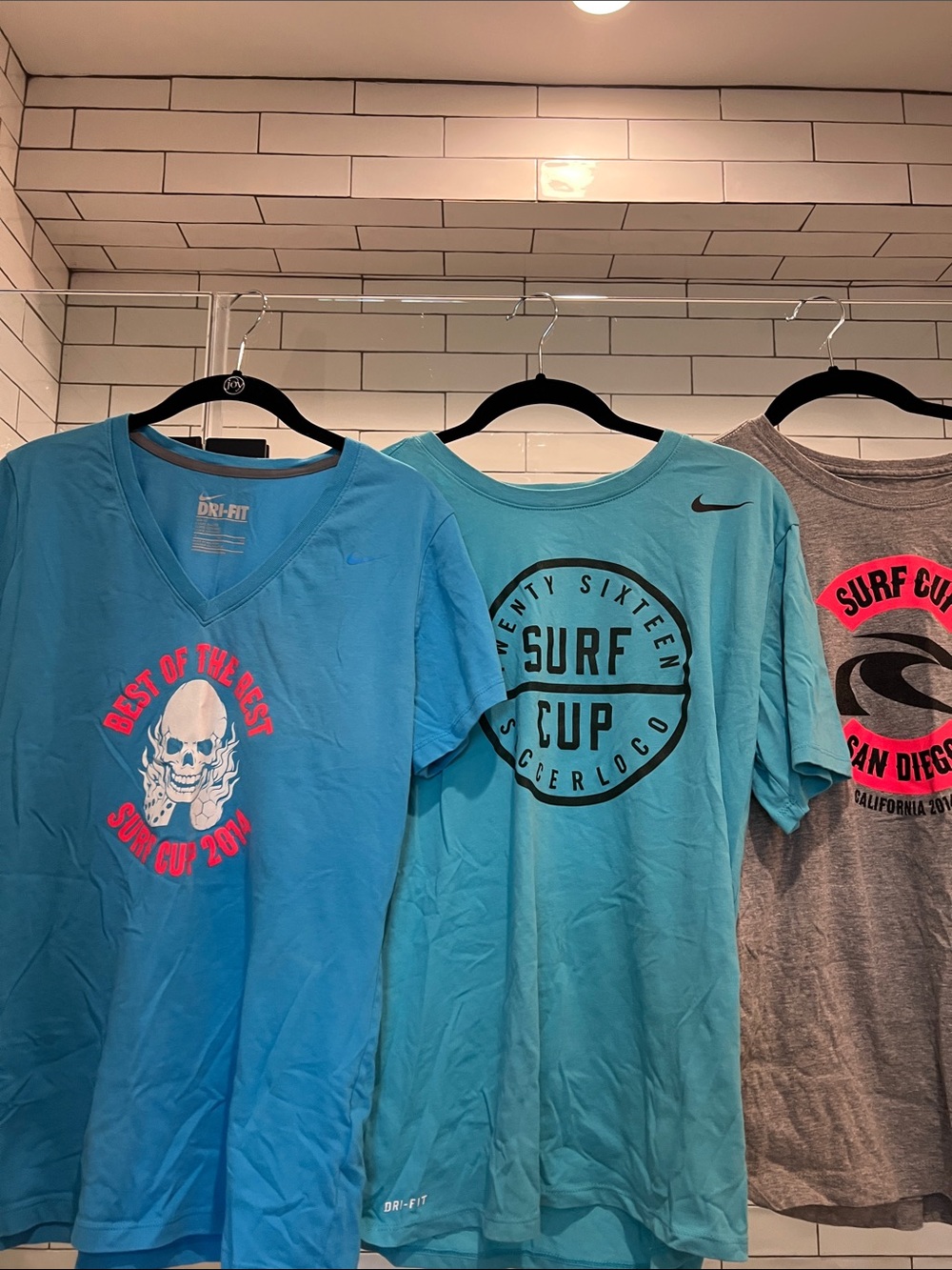 Vintage San Diego Surf Cup Soccer Tournament shirts 2014 and 2016